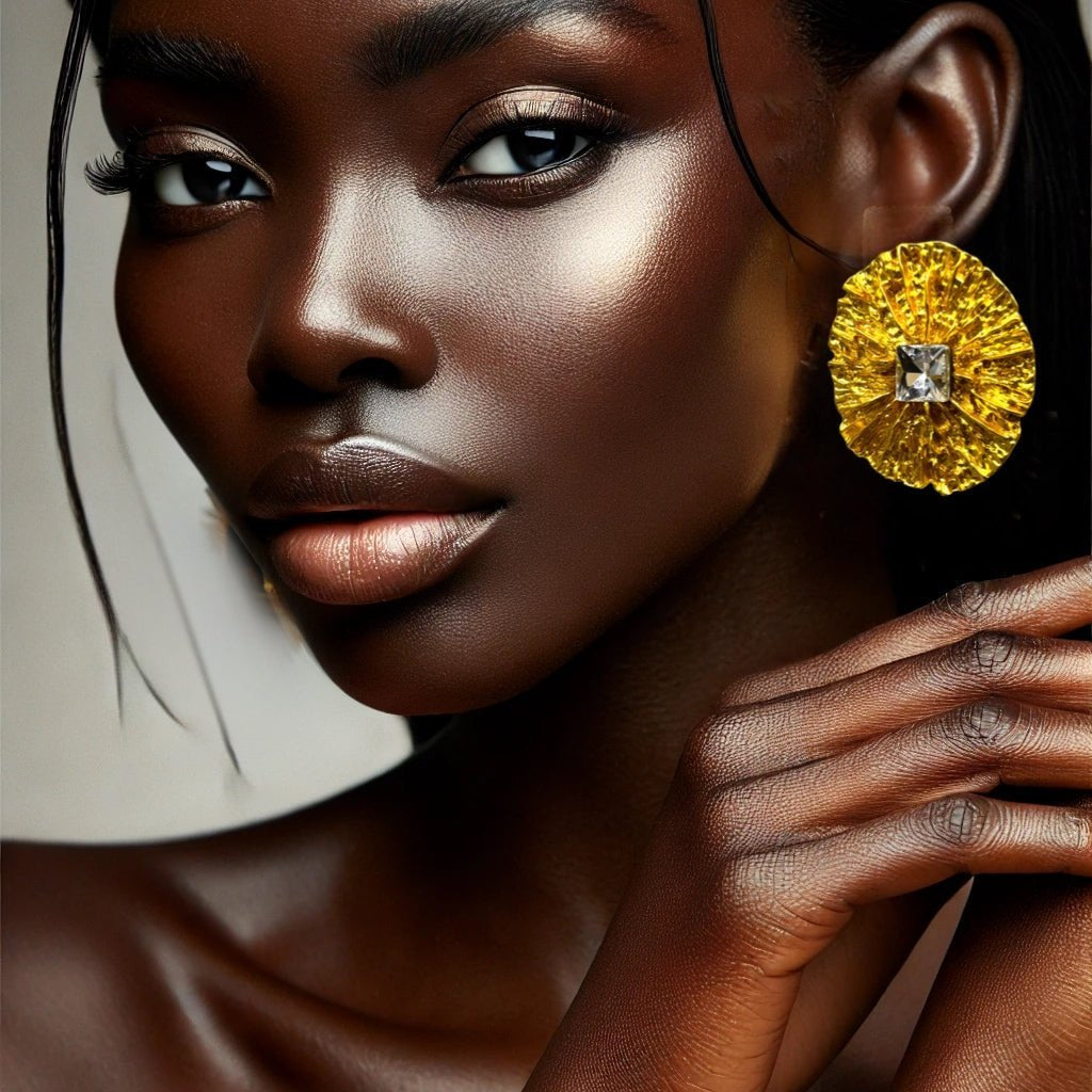 18k Sunburst studs with Rhinestone Earrings - Trufacebygrace