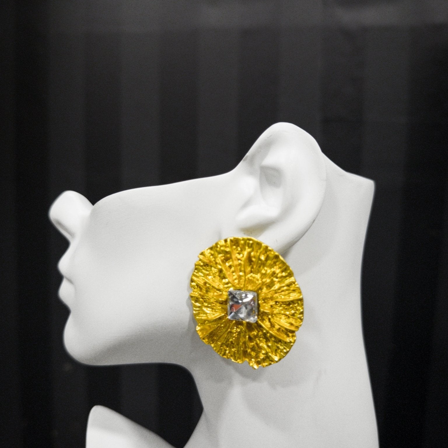 18k Sunburst studs with Rhinestone Earrings - Trufacebygrace