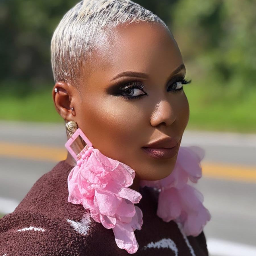 Nonso Square top flower petal earrings - Trufacebygrace