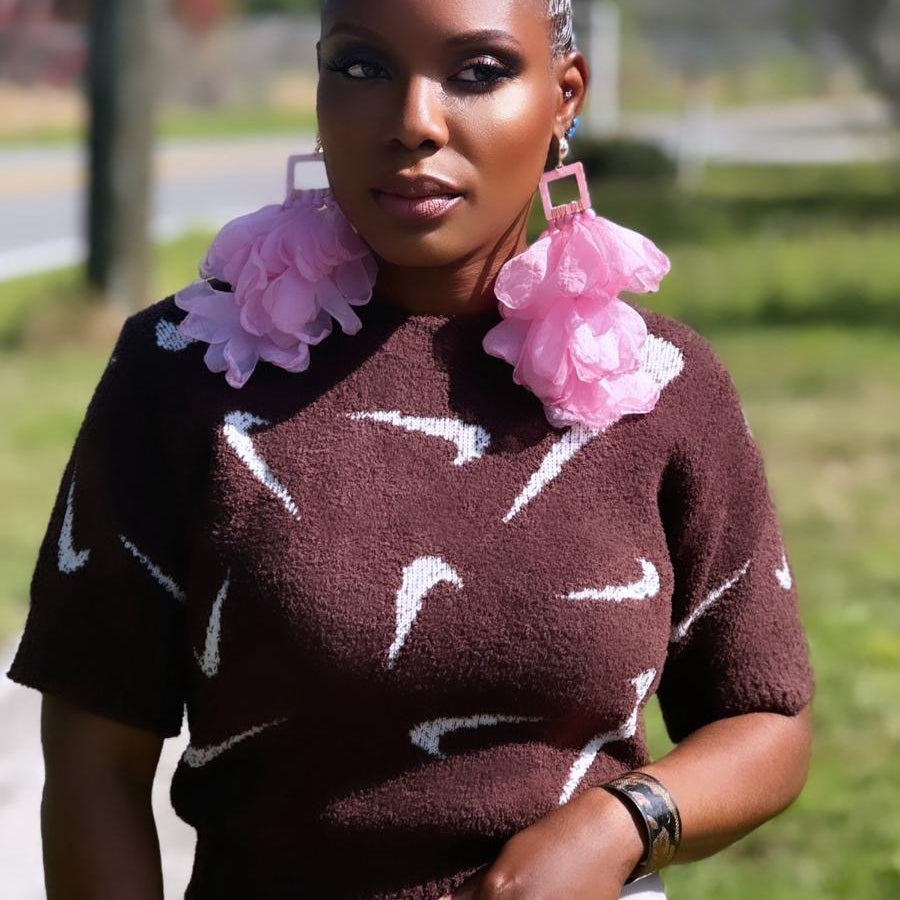 Nonso Square top flower petal earrings - Trufacebygrace