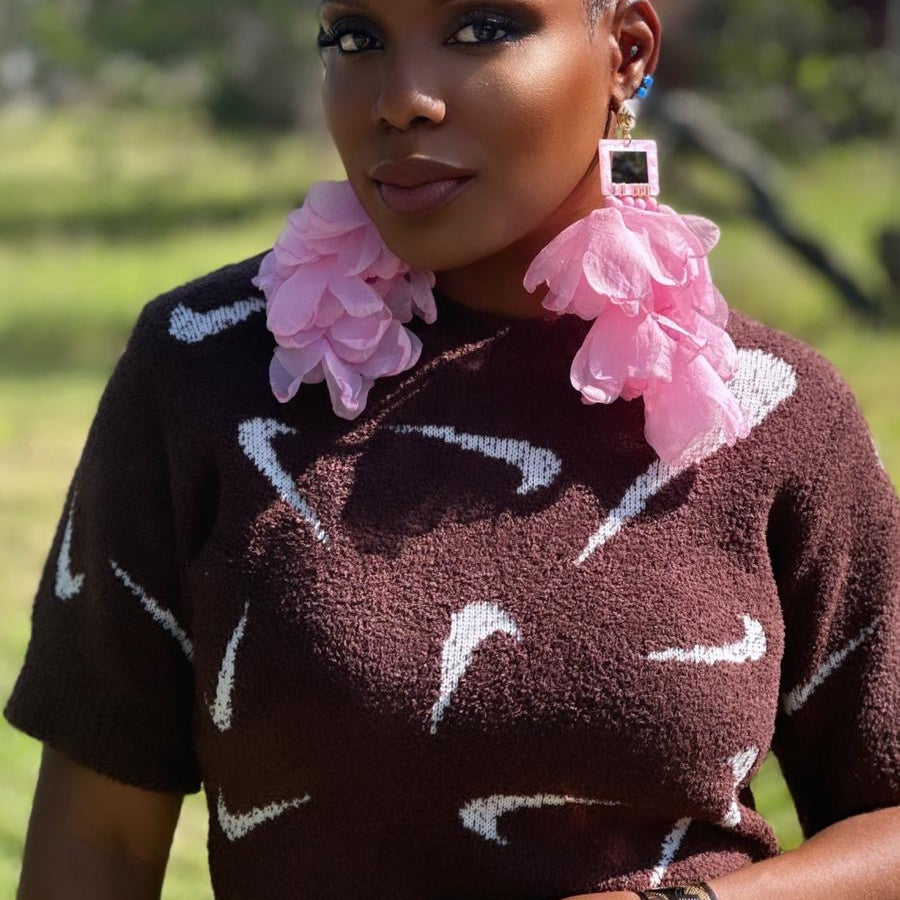 Nonso Square top flower petal earrings - Trufacebygrace