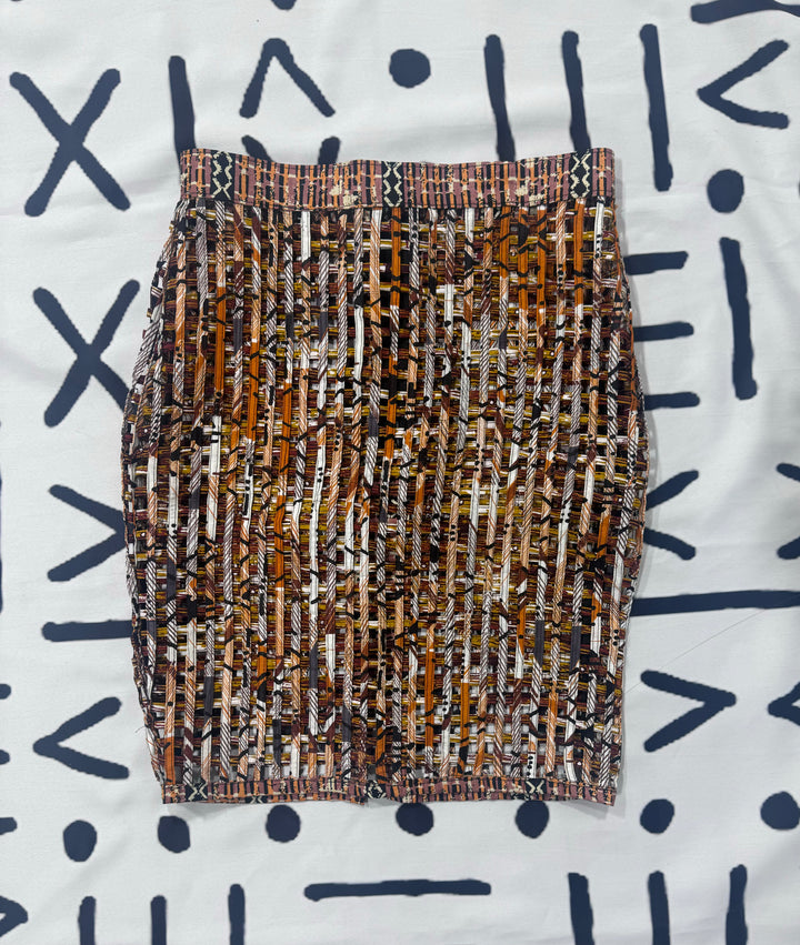 Nyakim Ankara Laced pencil Skirt