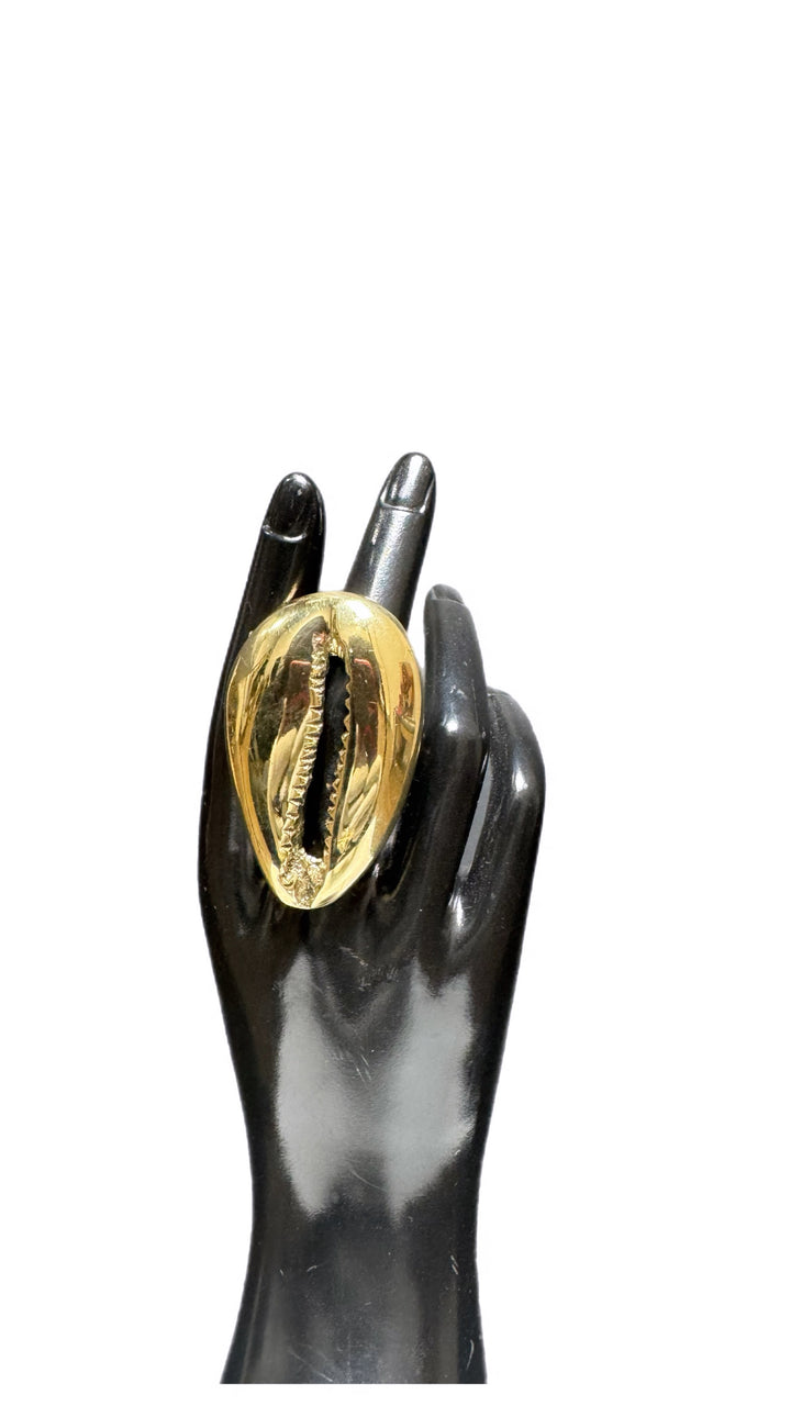 Supersized Brass Cowry Shell Ring