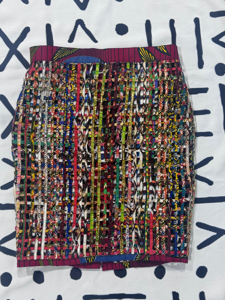 Nyakim Ankara Laced pencil Skirt