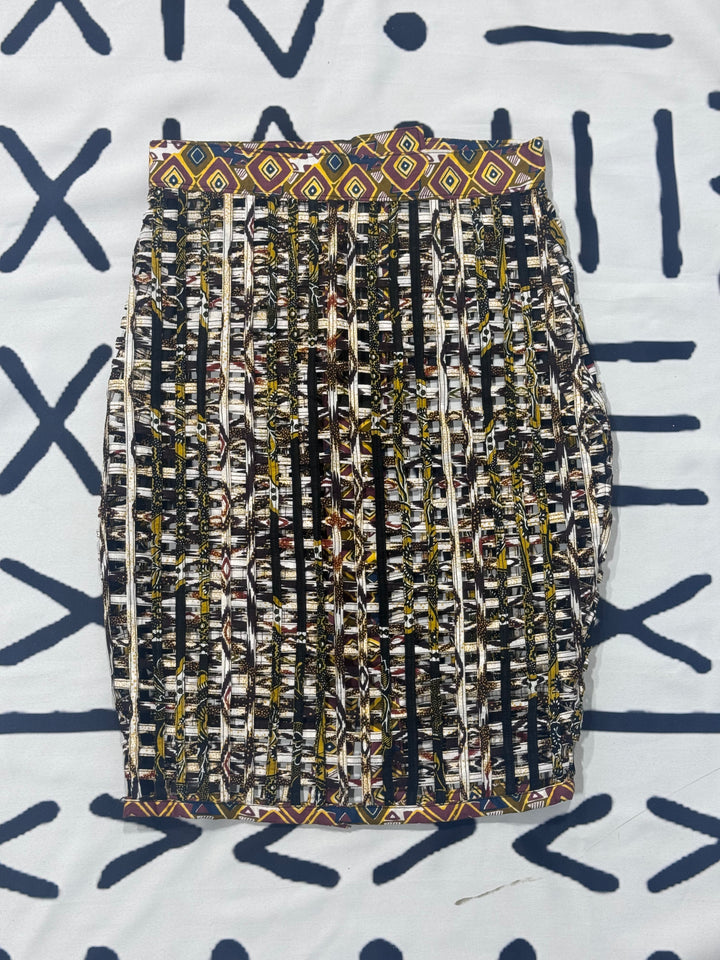 Nyakim Ankara Laced pencil Skirt