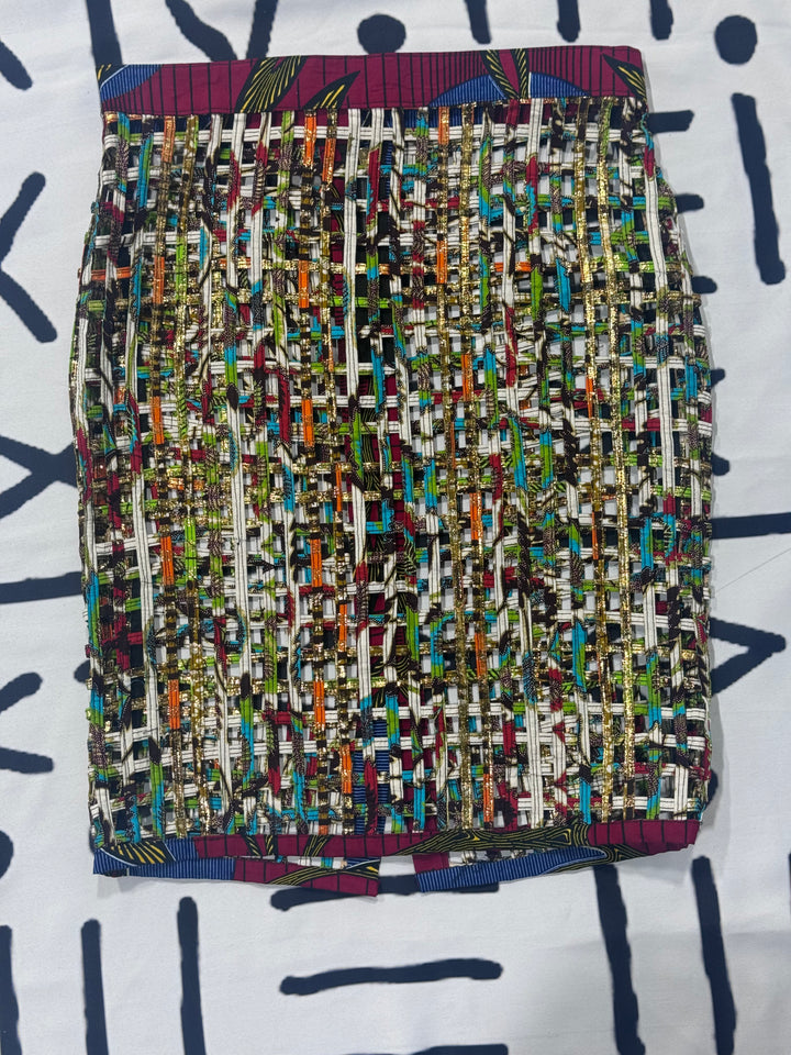 Nyakim Ankara Laced pencil Skirt