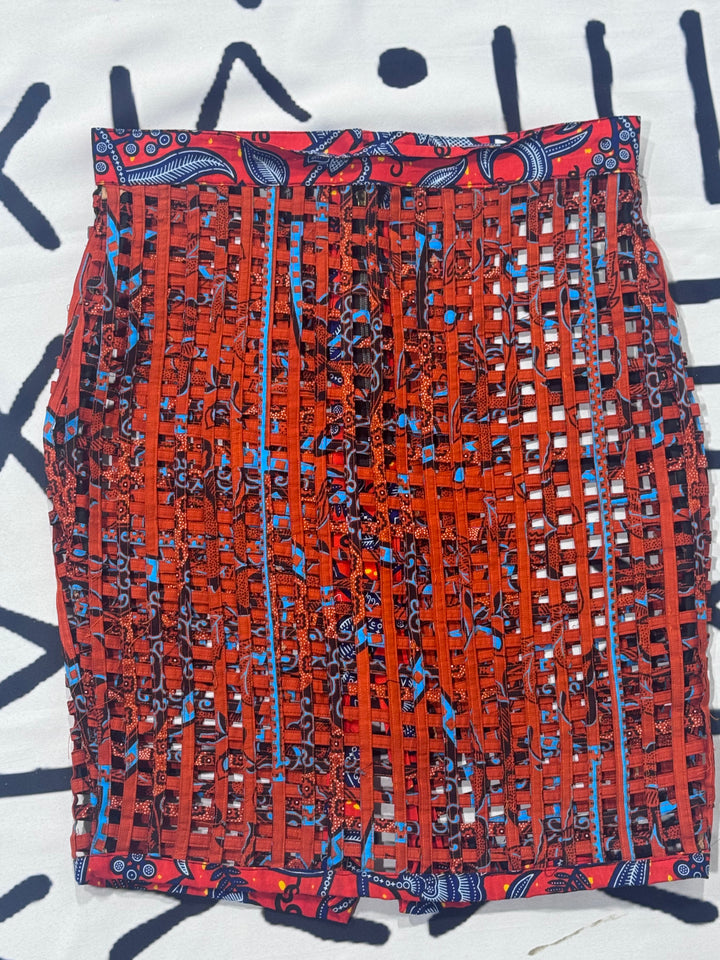 Nyakim Ankara Laced pencil Skirt