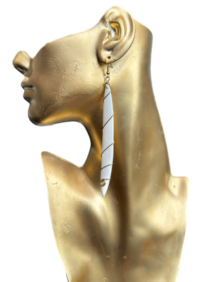 Bone Earring with coiled spring