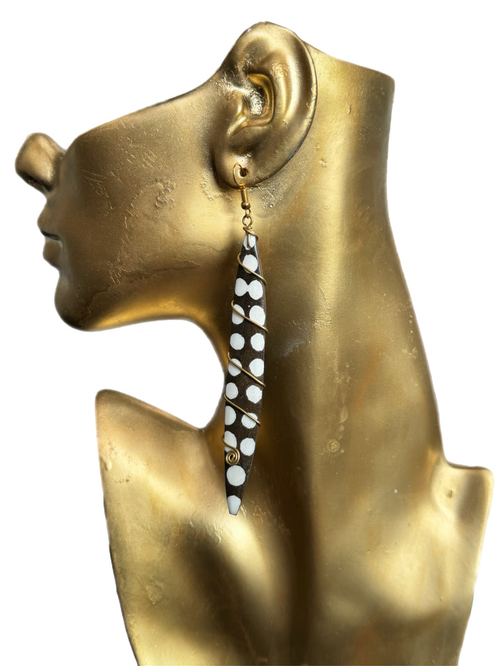 Bone Earring with coiled spring