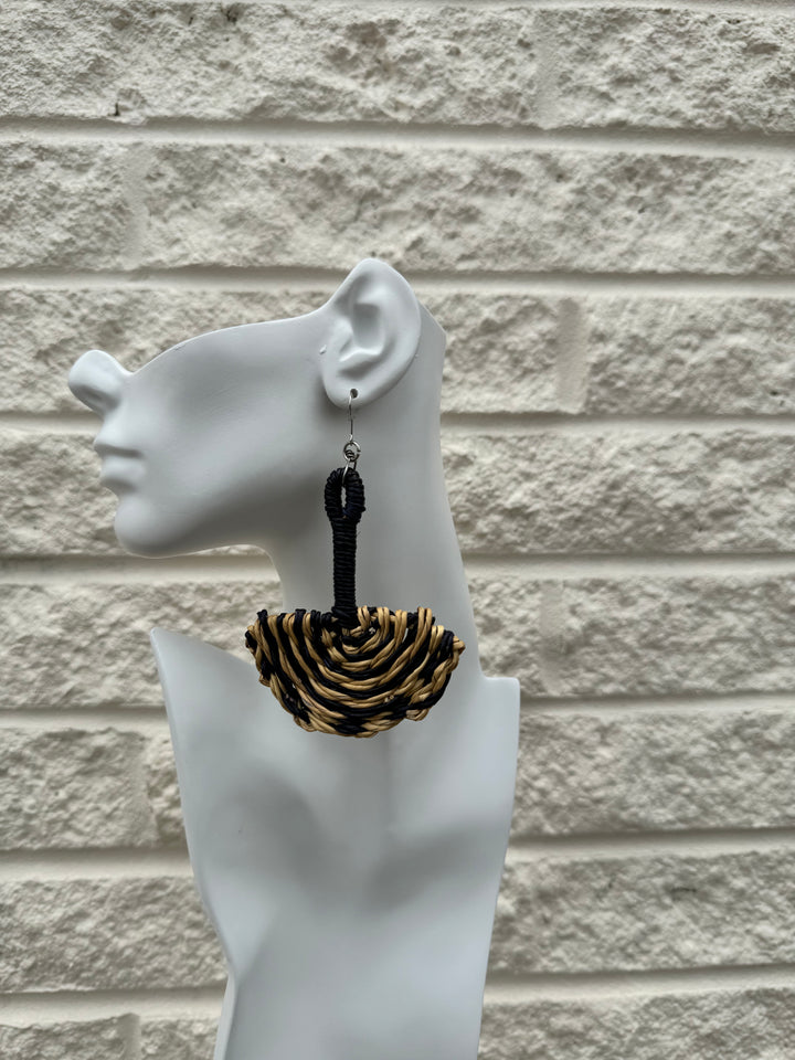 Assorted Fans Woven Straw Earring