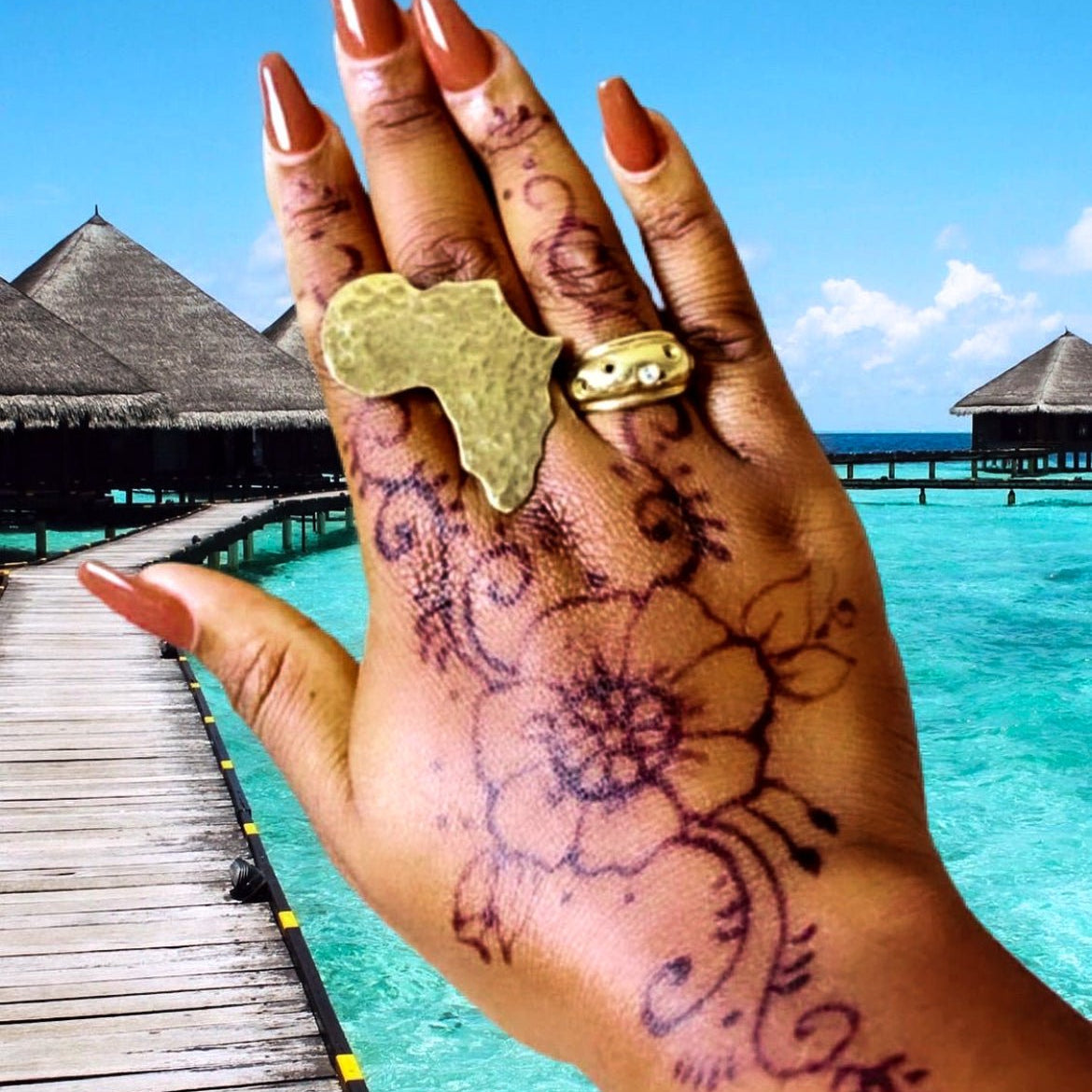 Adjustable African Map Brass Rings - Trufacebygrace