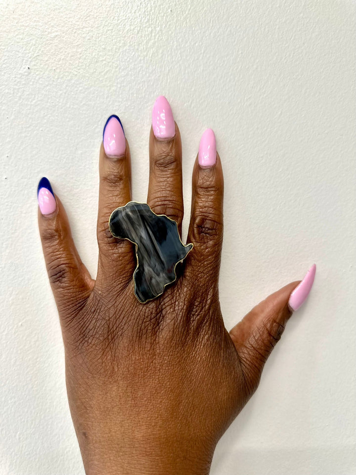 Adjustable Bone Africa Map Ring - Trufacebygrace