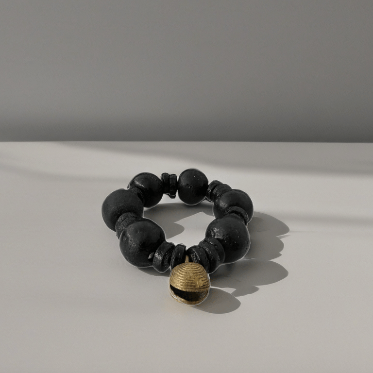 Aduboahene Brass and Ghana glass beads elastic bracelet - Unisex - Trufacebygrace