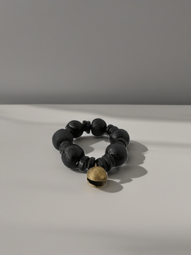 Aduboahene Brass and Ghana glass beads elastic bracelet - Unisex - Trufacebygrace