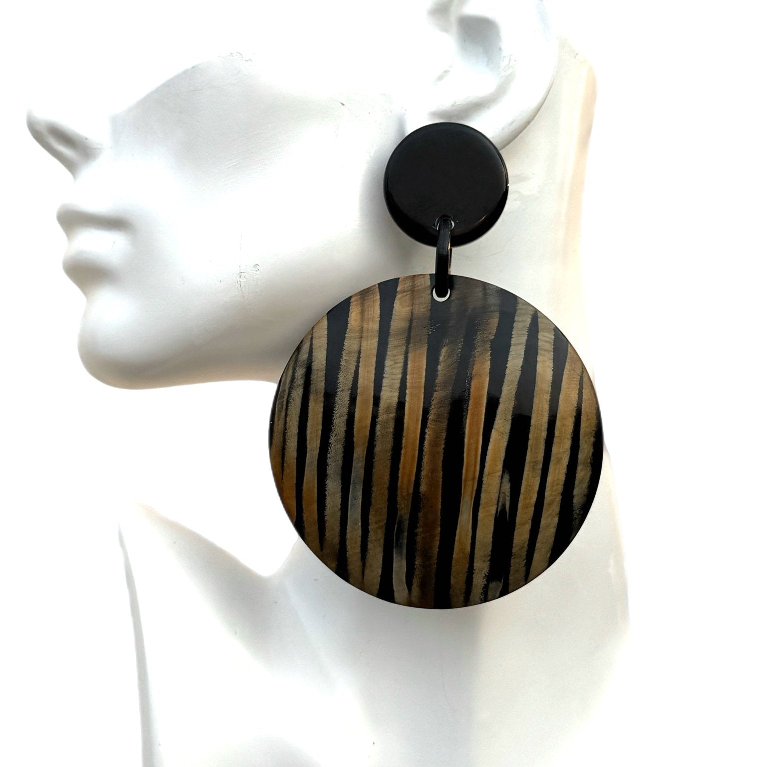 Afiya Stripes Horn Statement Earrings - Trufacebygrace