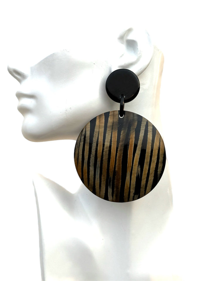Afiya Stripes Horn Statement Earrings - Trufacebygrace
