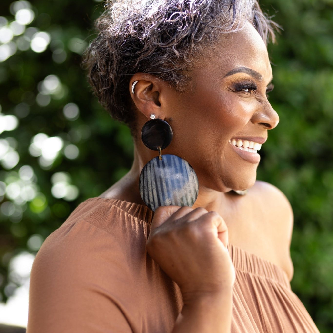 Afiya Stripes Horn Statement Earrings - Trufacebygrace
