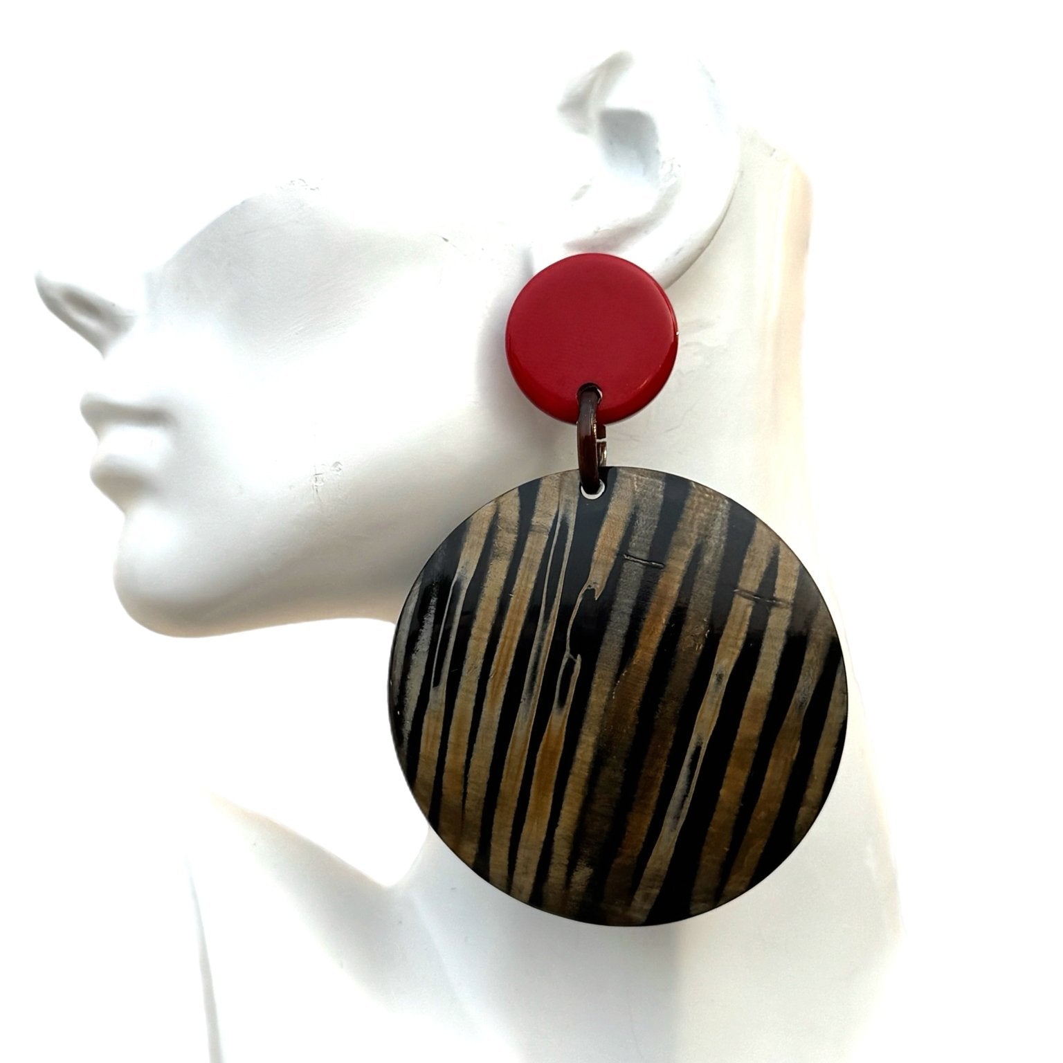 Afiya Stripes Horn Statement Earrings - Trufacebygrace