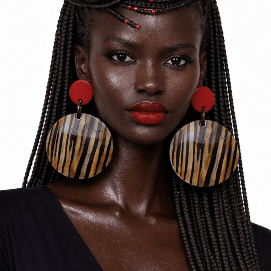 Afiya Stripes Horn Statement Earrings - Trufacebygrace