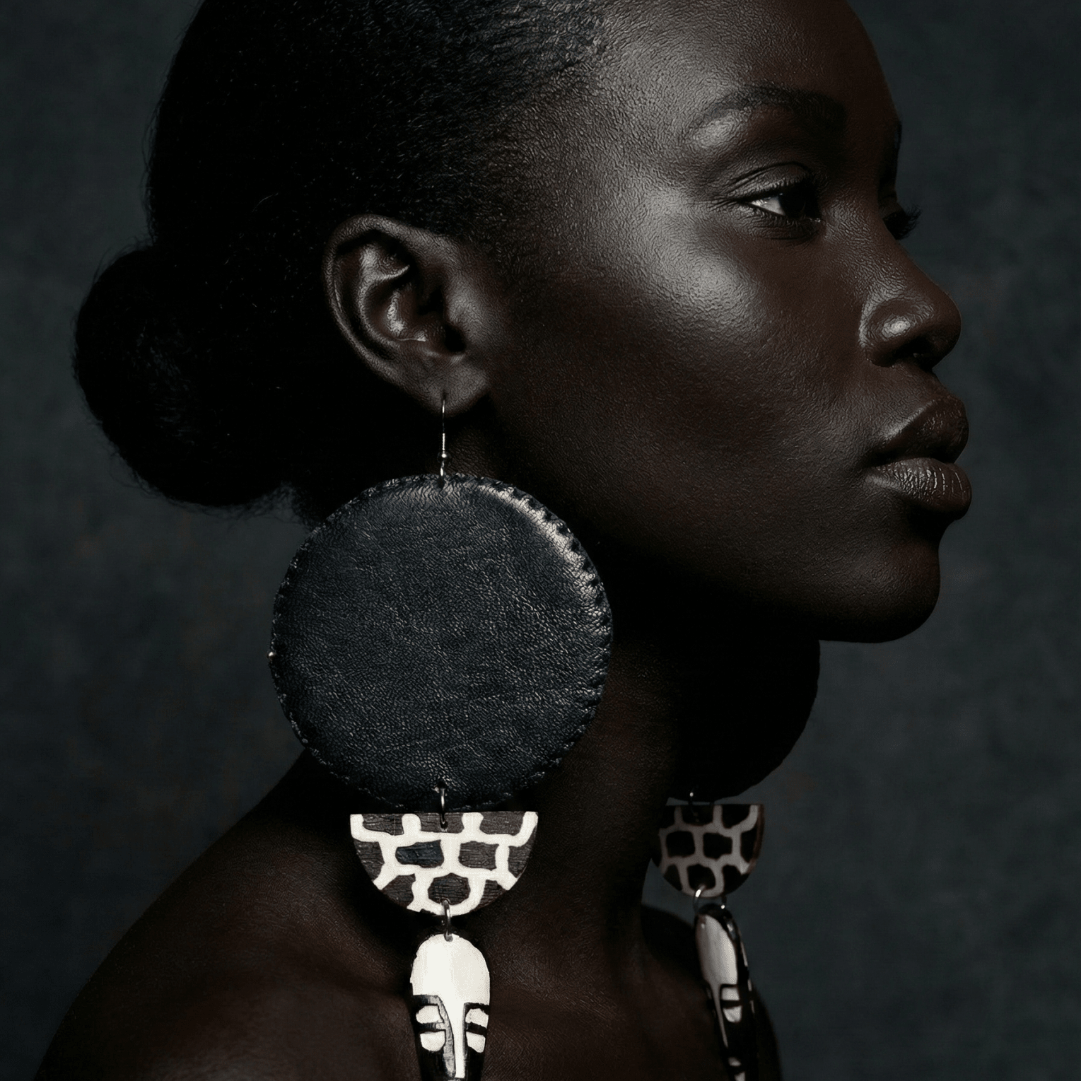 African in my veins horn and leather , wood Earring - Trufacebygrace