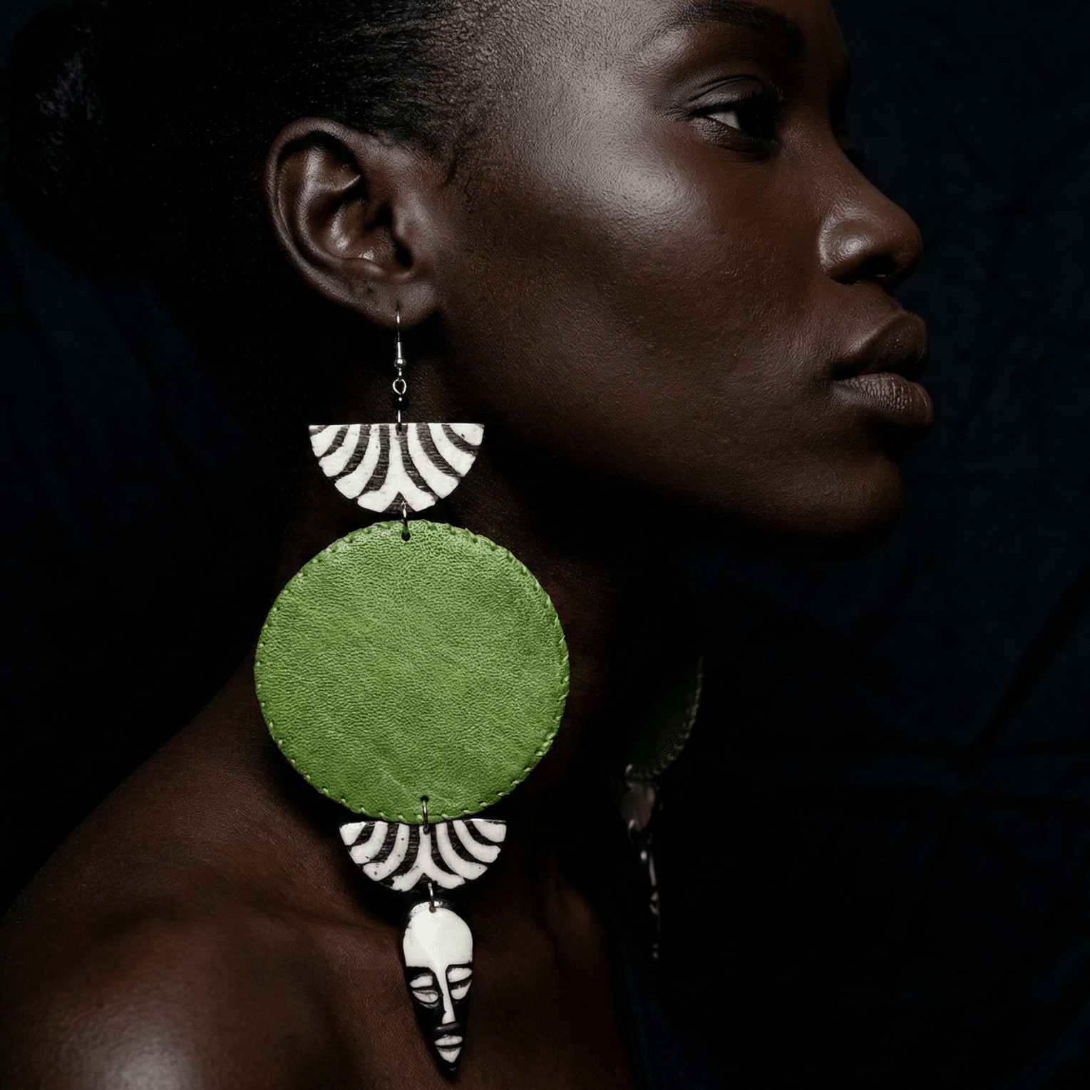 African in my veins horn and leather , wood Earring - Trufacebygrace