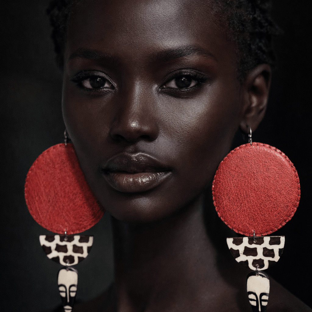 African in my veins horn and leather , wood Earring - Trufacebygrace