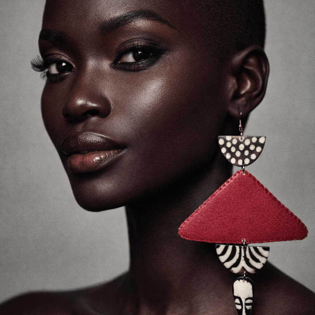 African in my veins horn and leather , wood Earring - Trufacebygrace