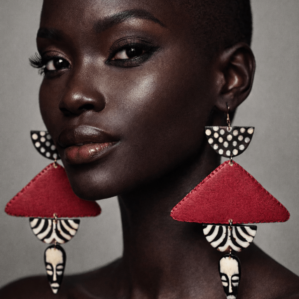 African in my veins horn and leather , wood Earring - Trufacebygrace