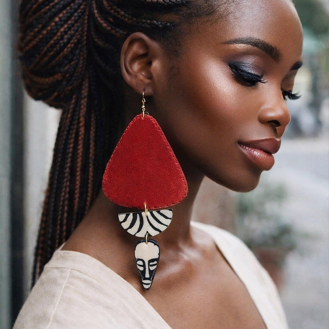 African in my veins horn and wood Earring - Trufacebygrace
