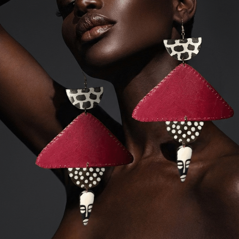 African in my veins horn, leather/wood Earring - Trufacebygrace