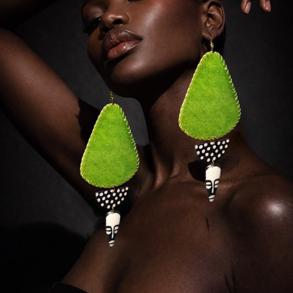 African in my veins horn, leather/wood Earring - Trufacebygrace