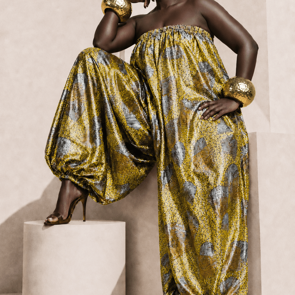 African Print Balloon Jumpsuit - Trufacebygrace