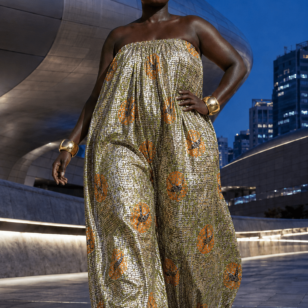 African Print Balloon Jumpsuit - Trufacebygrace