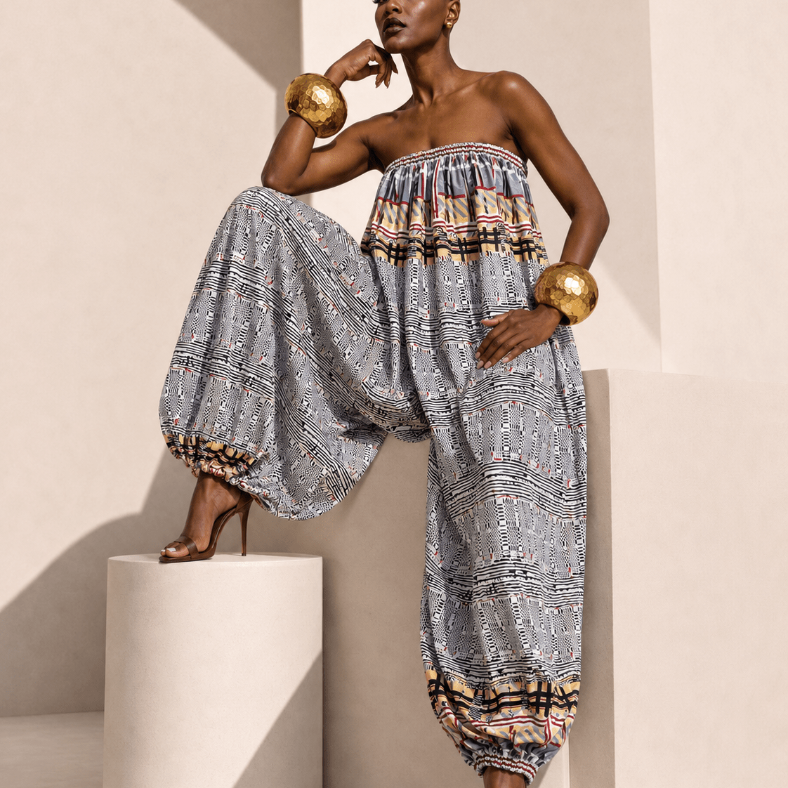 African Print Balloon Jumpsuit - Trufacebygrace