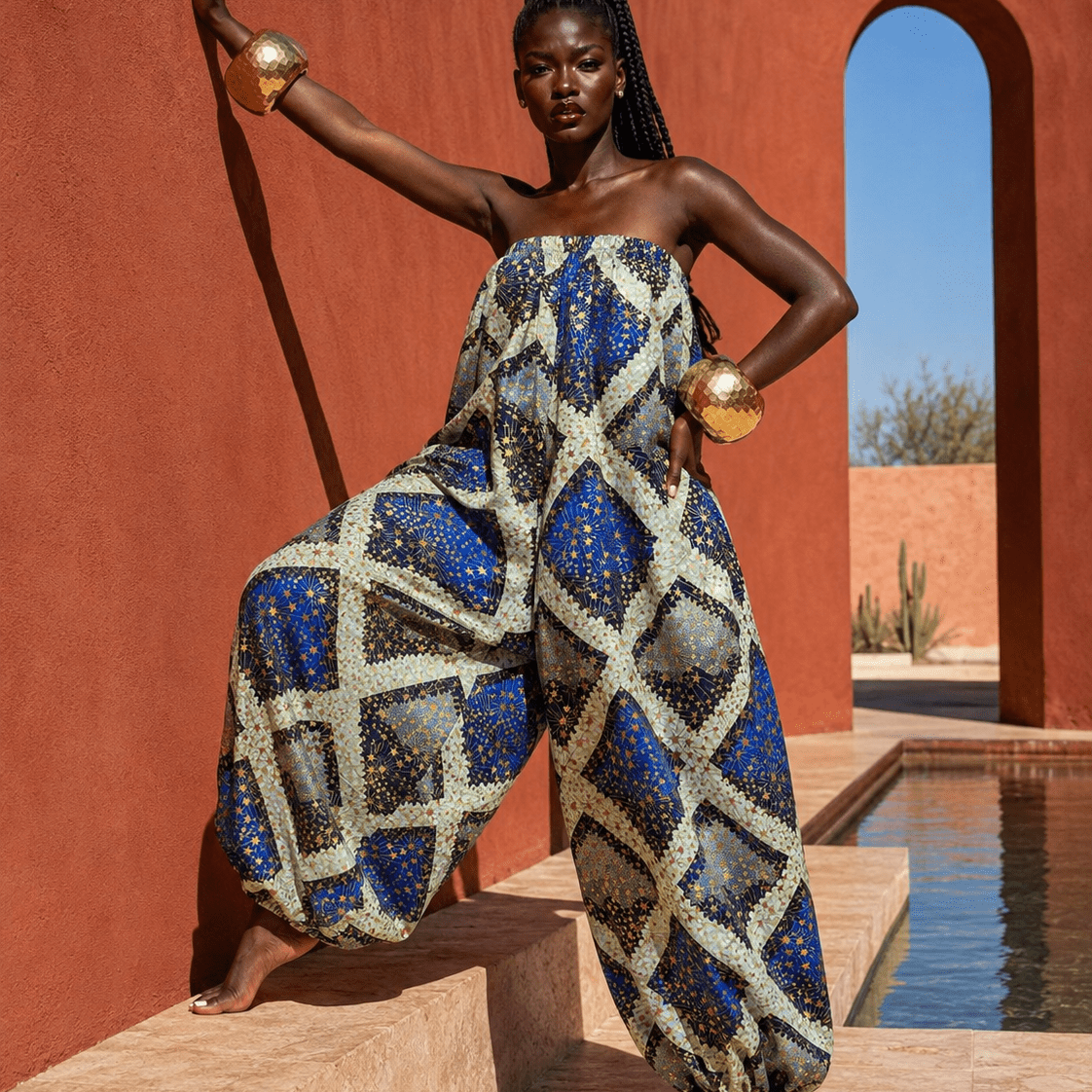 African Print Balloon Jumpsuit - Trufacebygrace