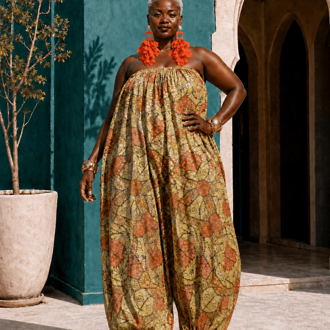 African Print Balloon Jumpsuit - Trufacebygrace