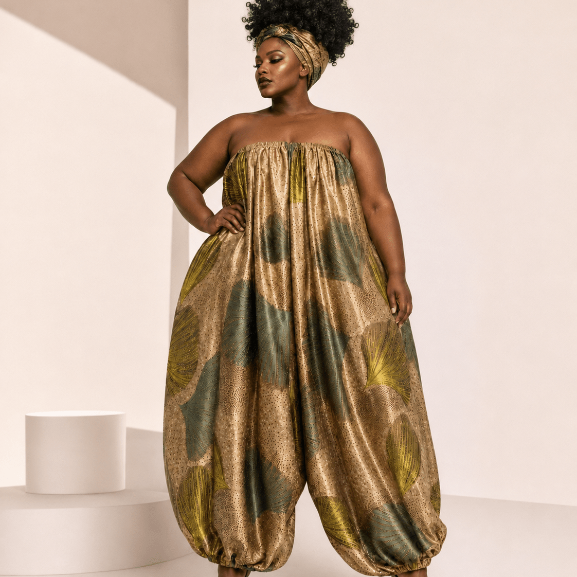 African Print Balloon Jumpsuit - Trufacebygrace