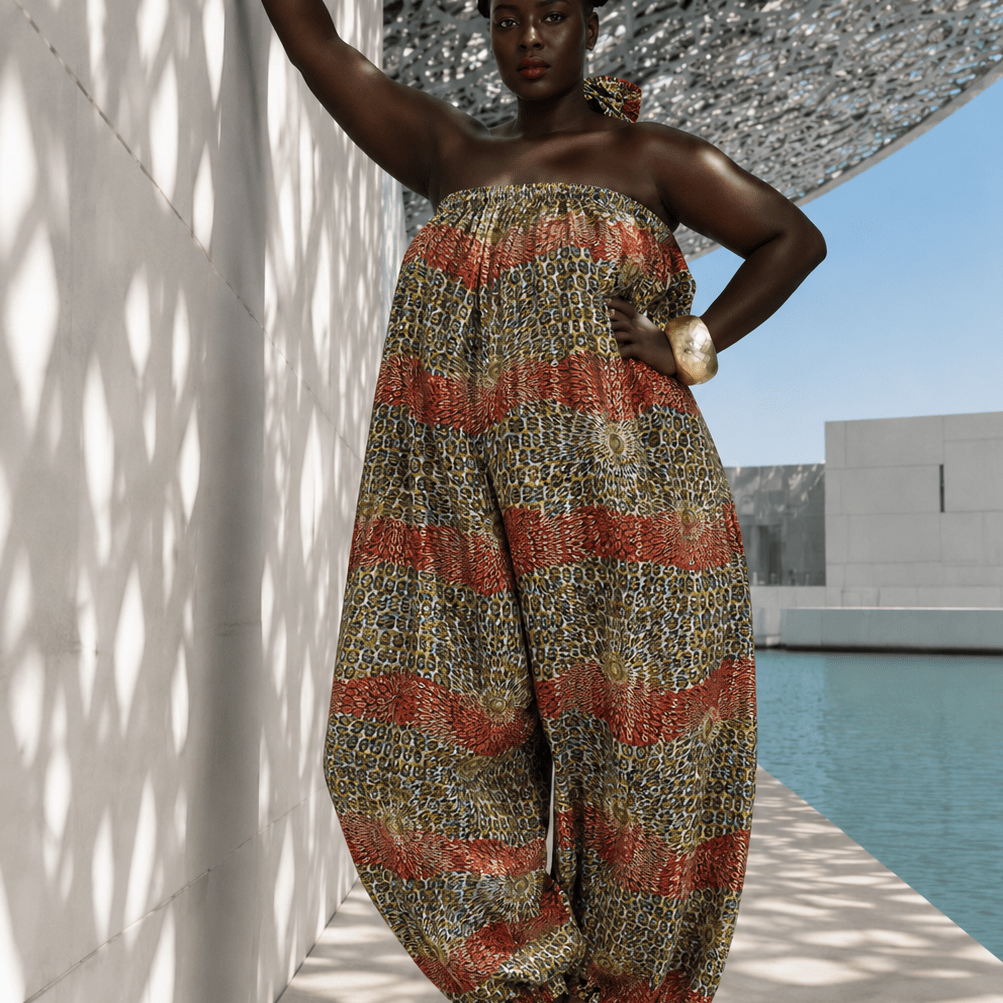 African Print Balloon Jumpsuit - Trufacebygrace