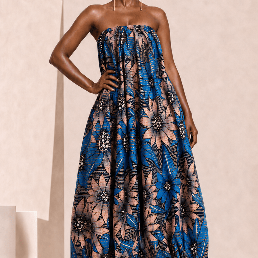 African Print Balloon Jumpsuit - Trufacebygrace