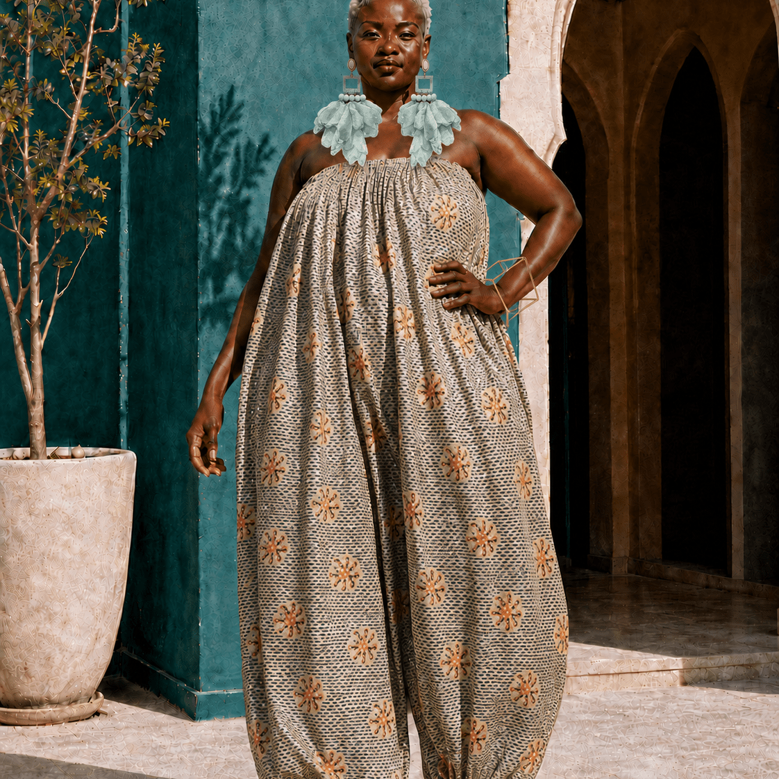 African Print Balloon Jumpsuit - Trufacebygrace