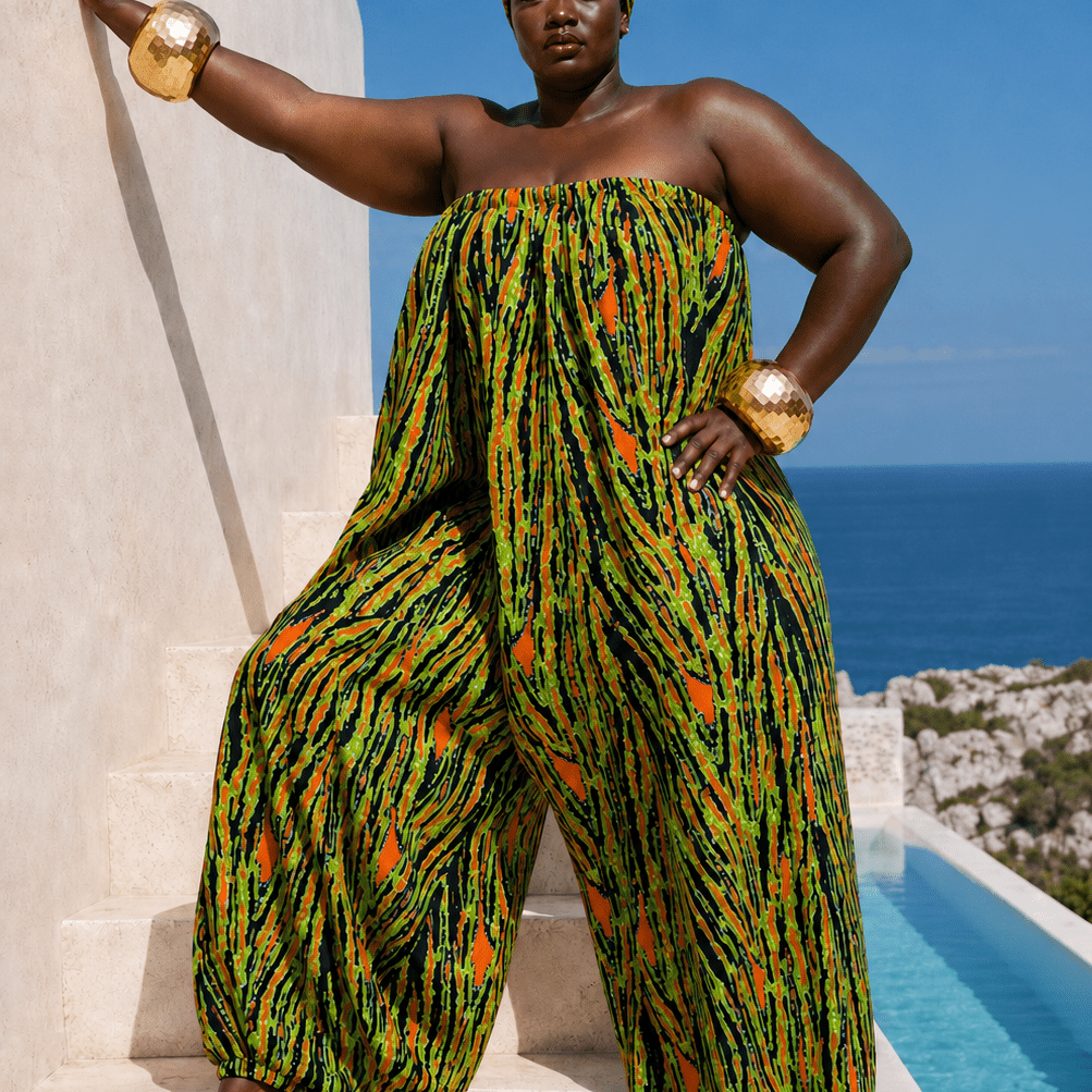 African Print Balloon Jumpsuit - Trufacebygrace