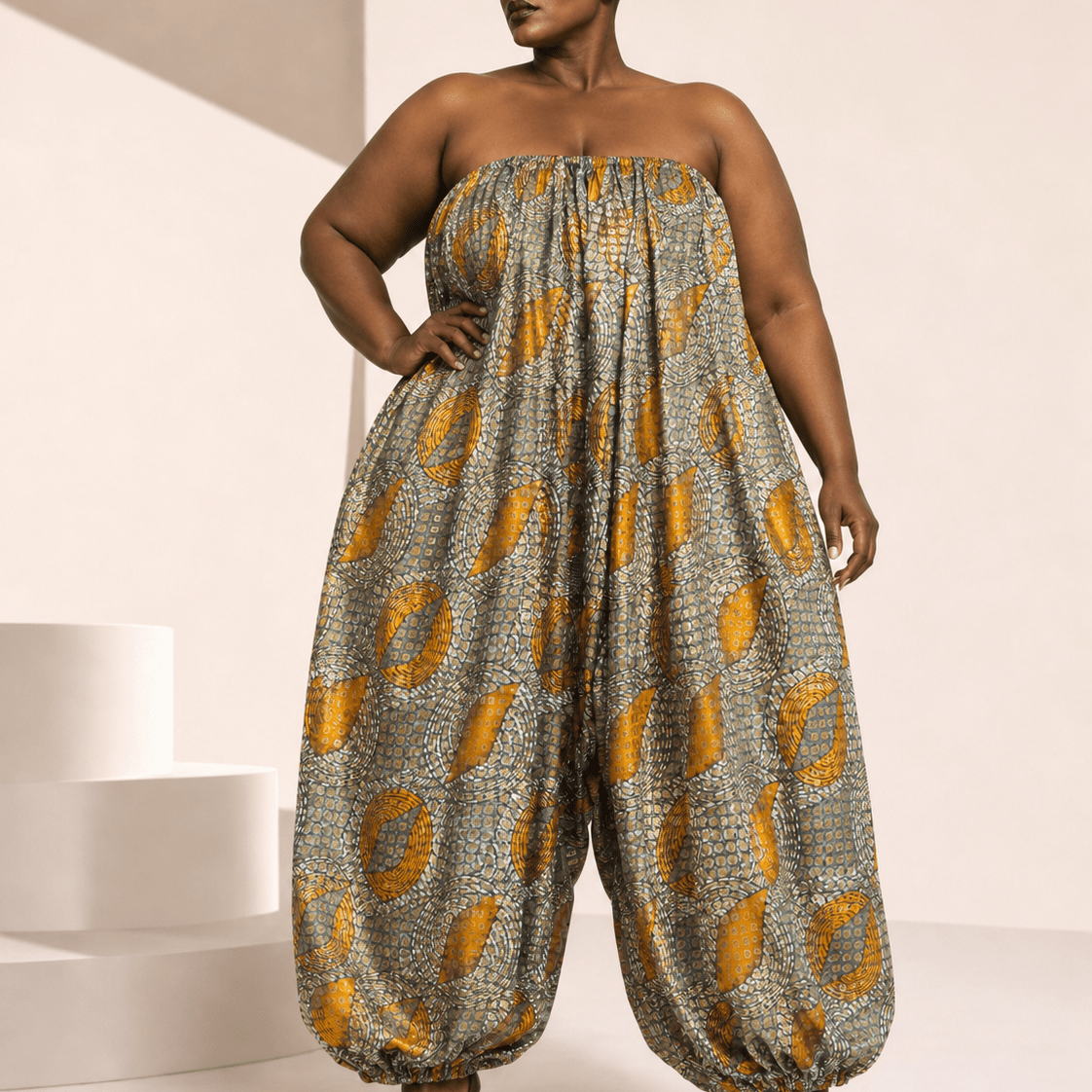 African Print Balloon Jumpsuit - Trufacebygrace