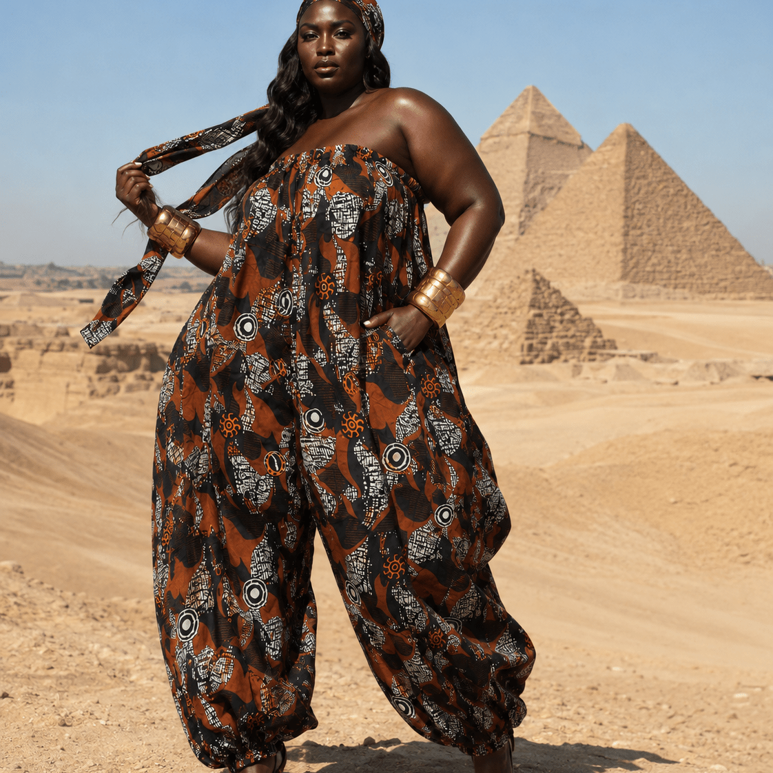 African Print Balloon Jumpsuit - Trufacebygrace