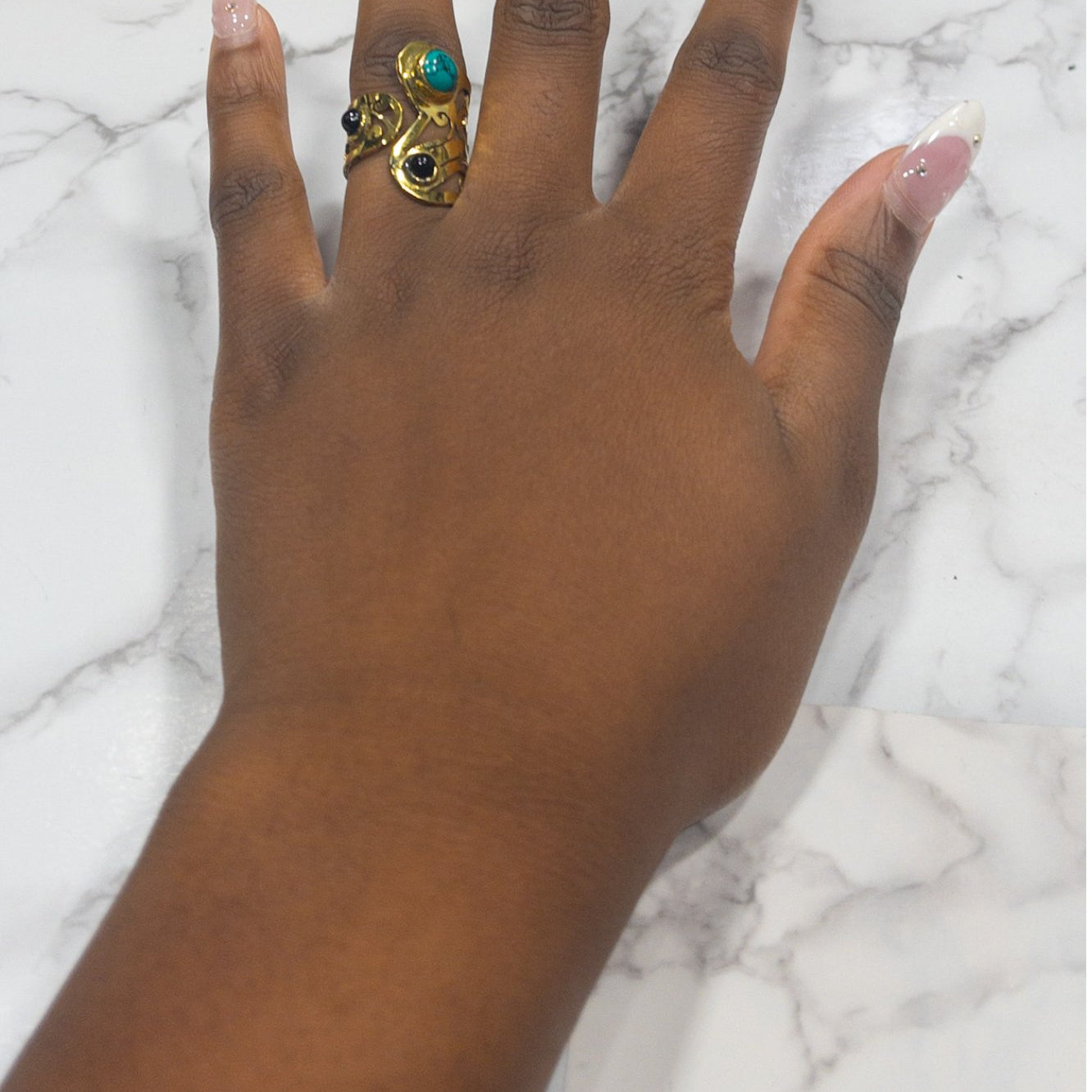 AfriGem Adornia Adjustable Brass Ring - Trufacebygrace