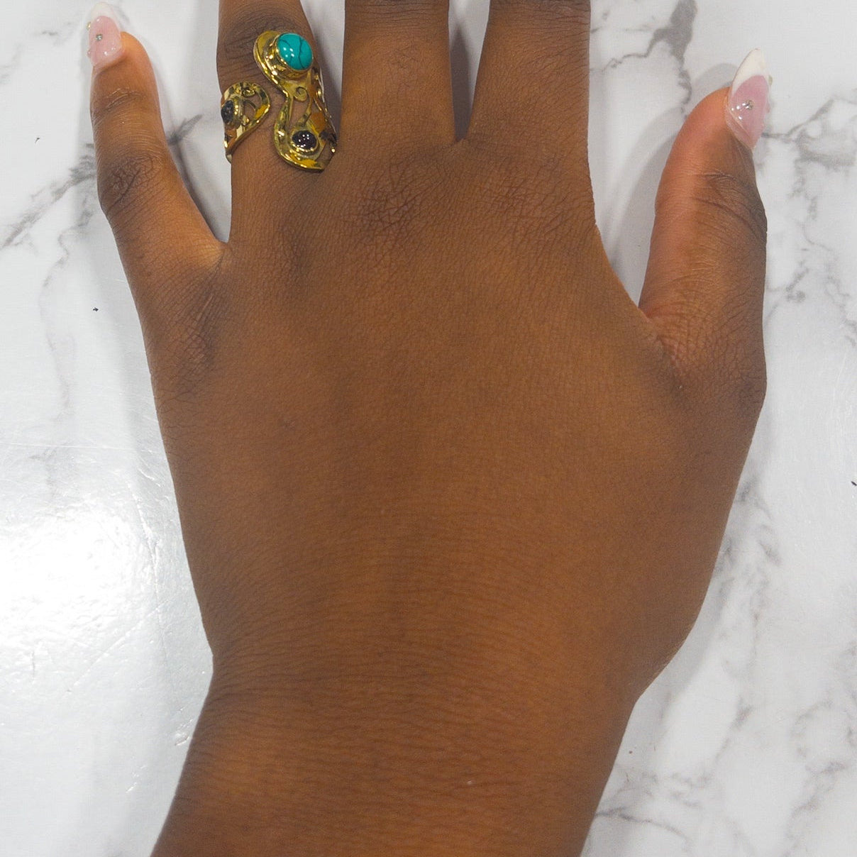 AfriGem Adornia Adjustable Brass Ring - Trufacebygrace