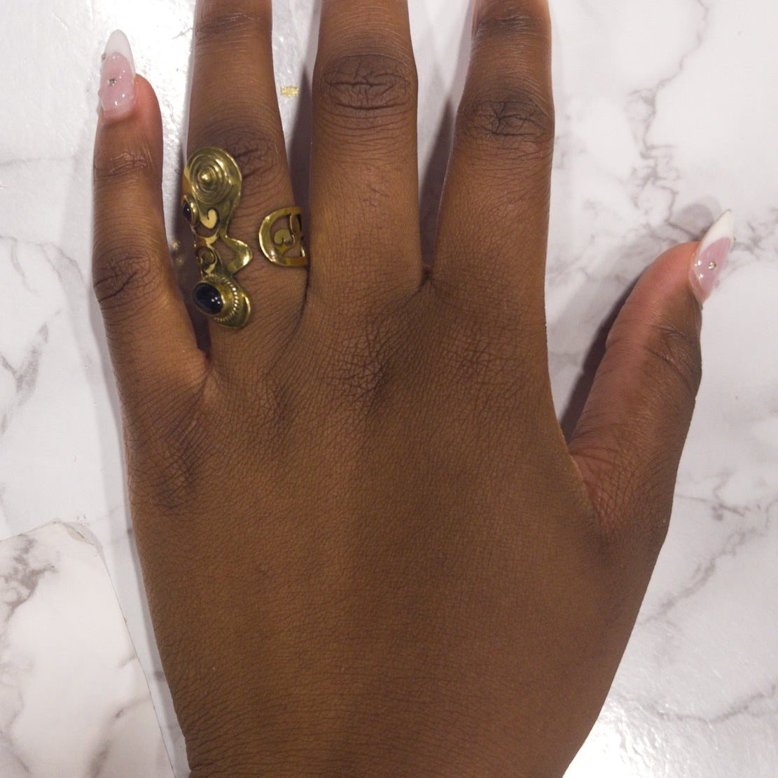 AfriGem Adornia Adjustable Brass Ring - Trufacebygrace