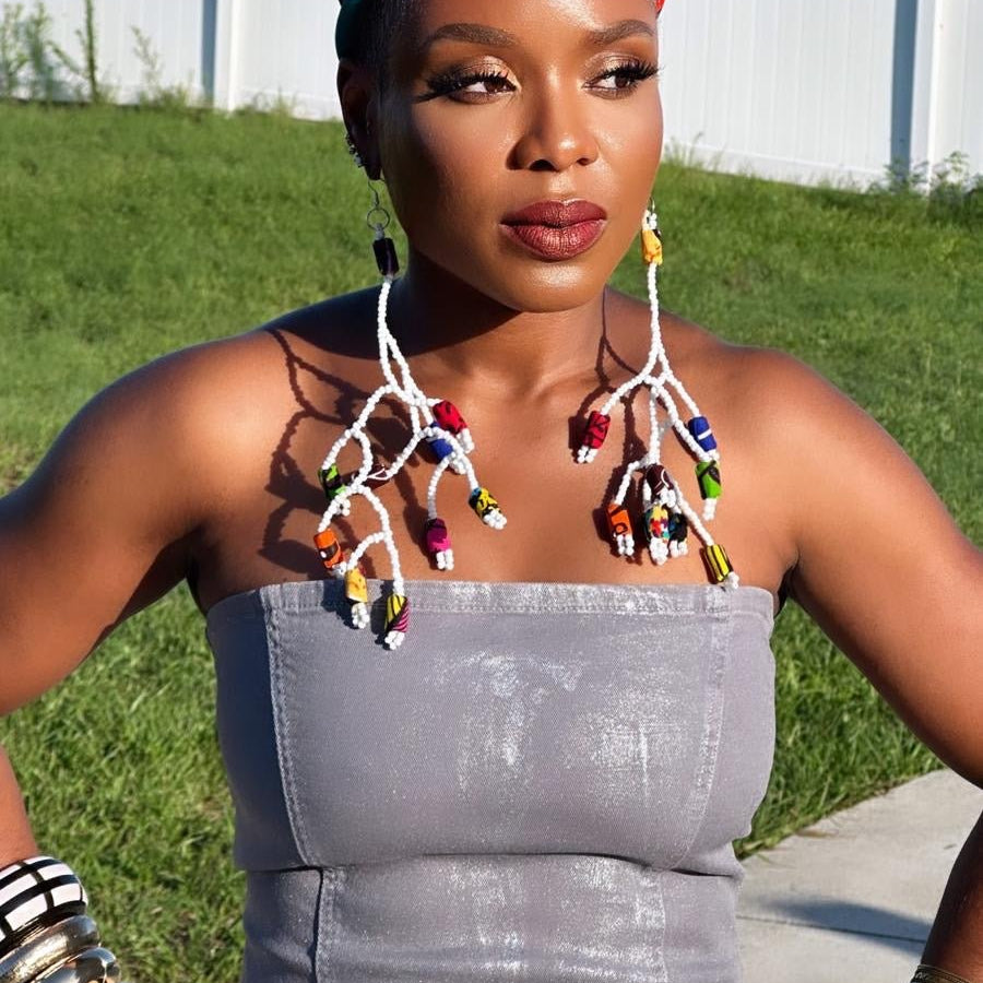 Afrique Elegance Beaded Branch Earrings - Trufacebygrace