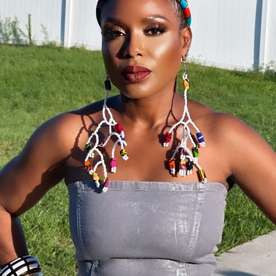 Afrique Elegance Beaded Branch Earrings - Trufacebygrace