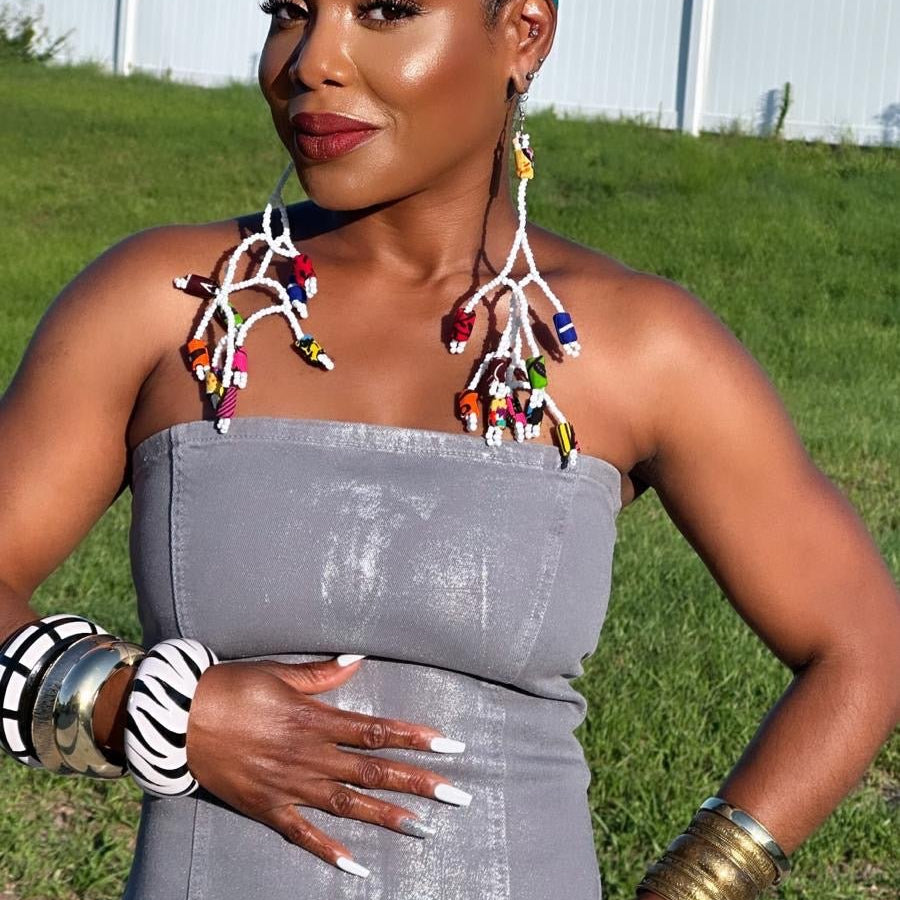 Afrique Elegance Beaded Branch Earrings - Trufacebygrace