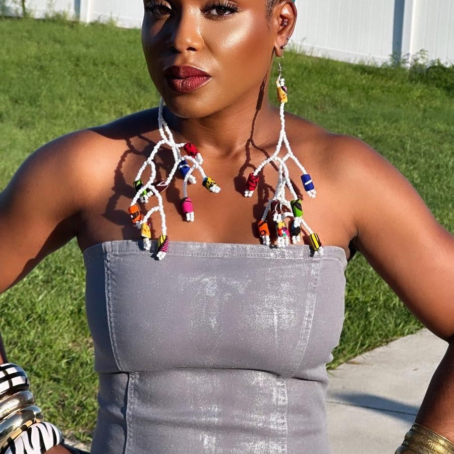 Afrique Elegance Beaded Branch Earrings - Trufacebygrace